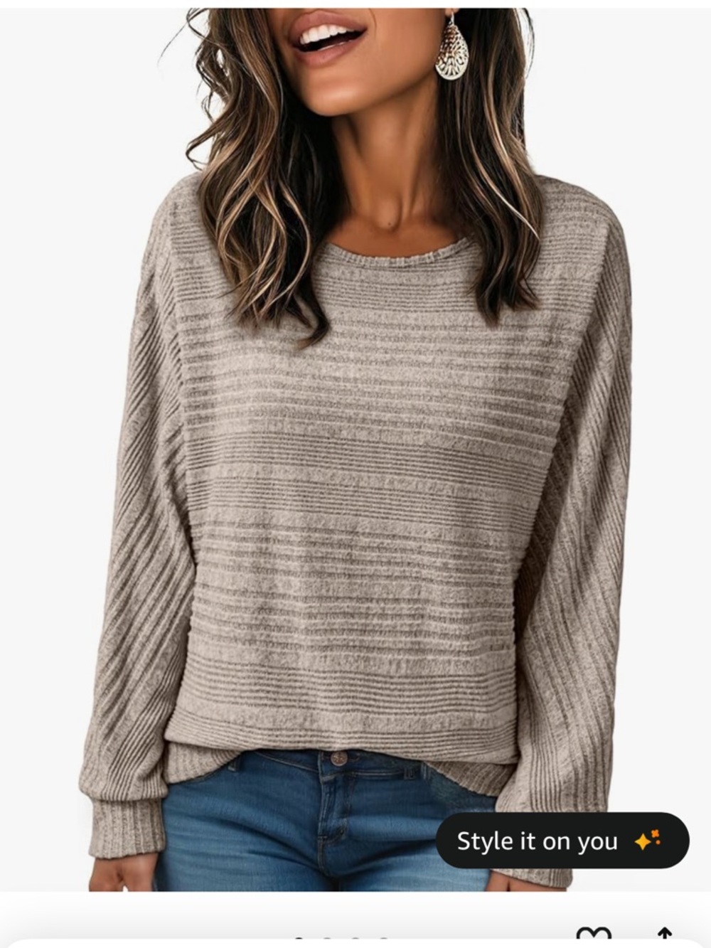 EVALESS Apricot Knit Sweater XL Crewneck Long Sleeve Pullover